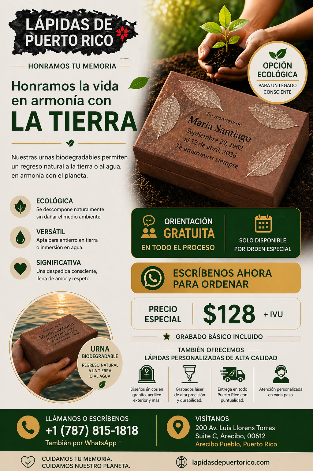Urna Biodegradable Personalizada – Grabado Incluido