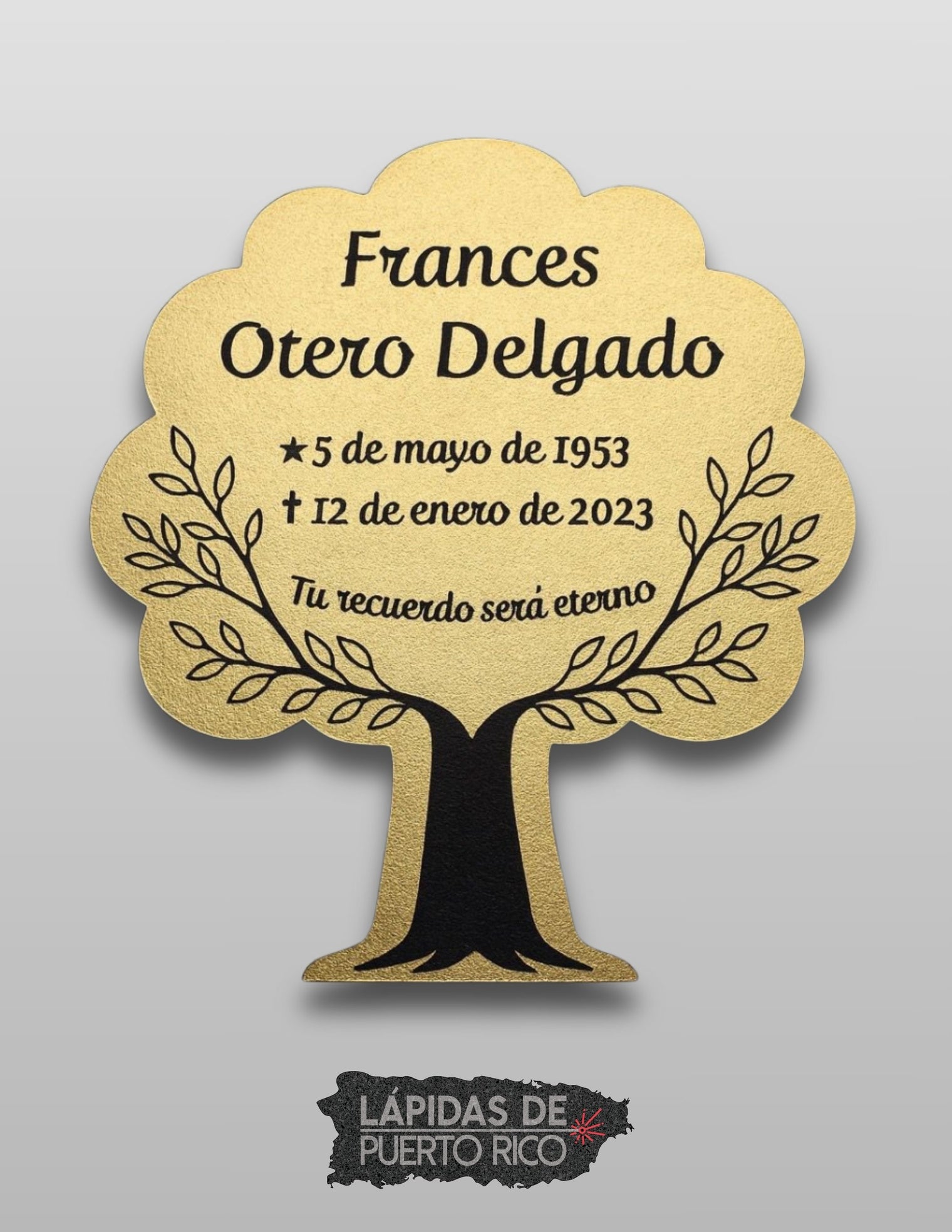 Placa Conmemorativa Árbol de Vida | Acrílico Metálico Dorado
