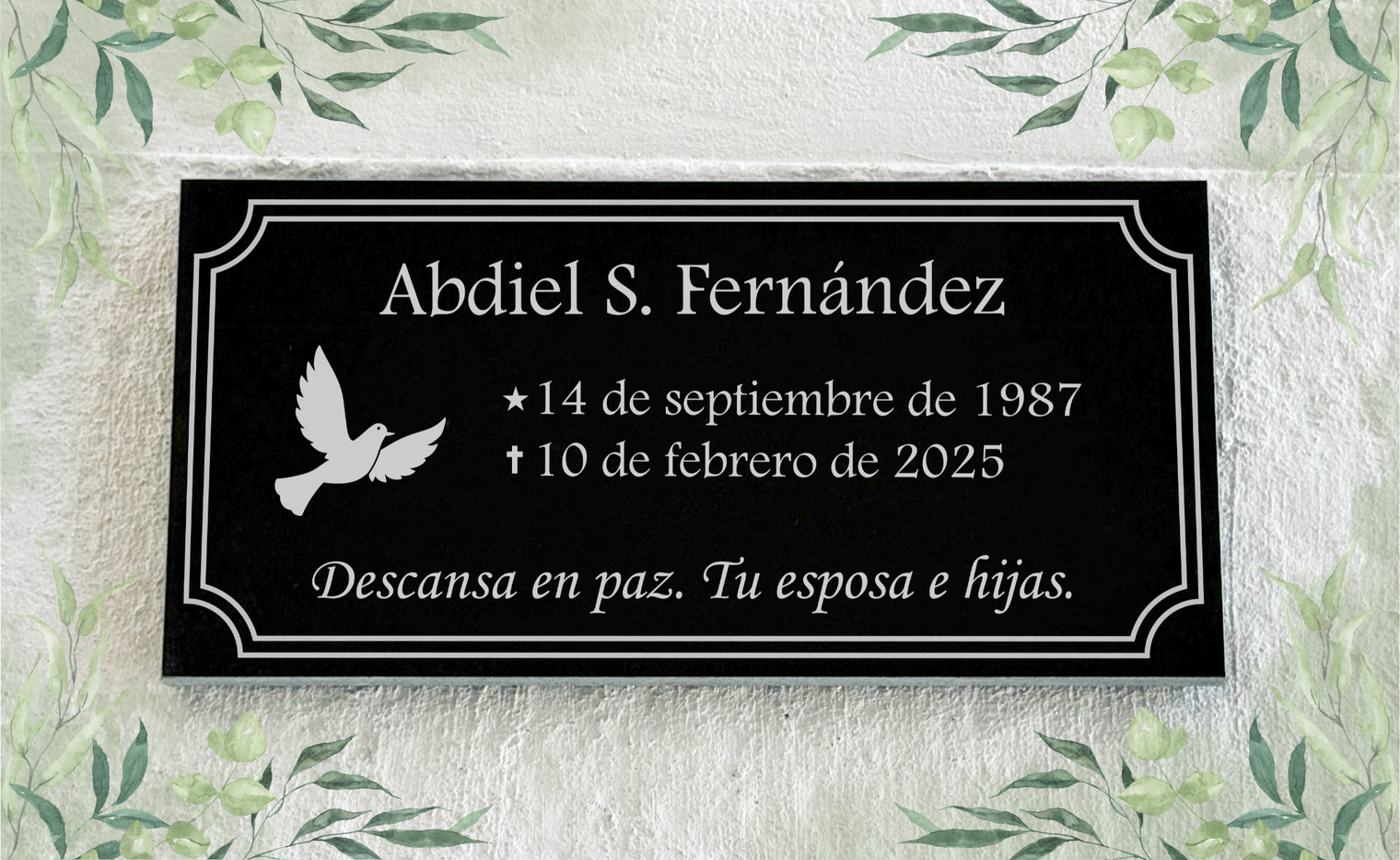 Lápida Grabada en Granito Mediana 8”x16”