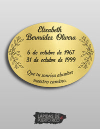 Placa Conmemorativa Ovalada | Acrílico Metálico