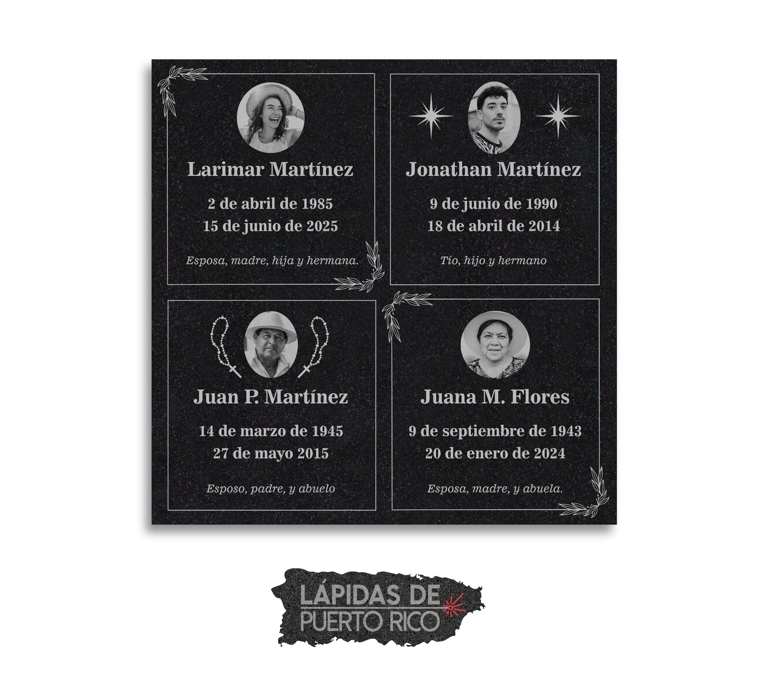 Lápida Grabada en Granito 24” x 24” Un Homenaje Majestuoso y Perdurable