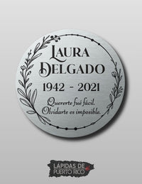 Placa Conmemorativa Redonda con Ramas Florales | Acrílico Metálico