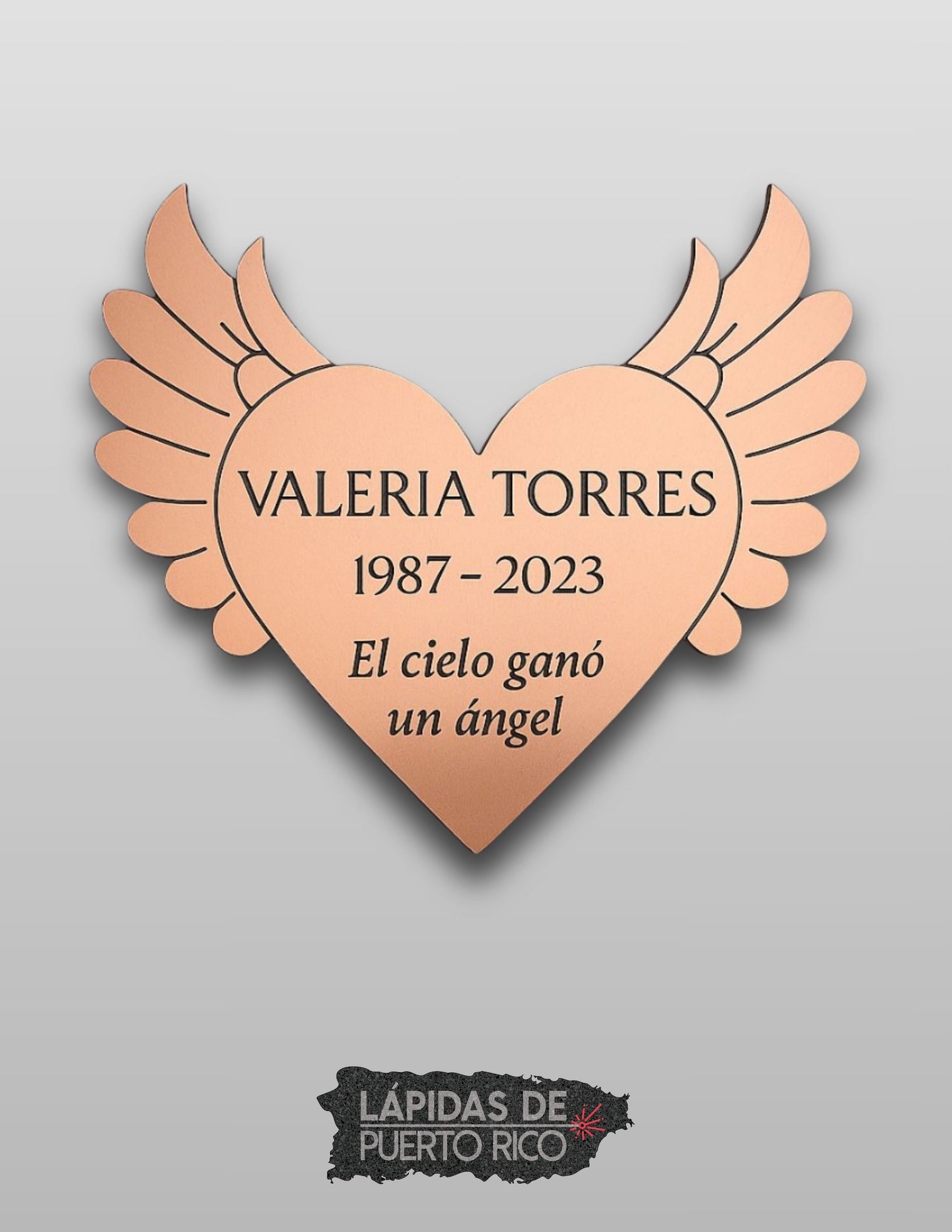 Placa Conmemorativa Corazón con Alas | Acrílico Metálico