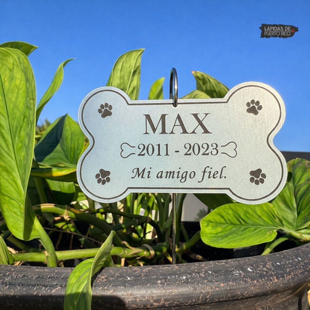 Mini Placa Conmemorativa para Jardín – Hueso Personalizado