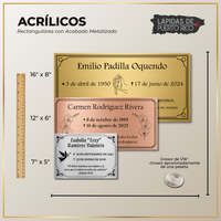 Placa Acrílica 12×6 para Exterior – Acabado Metalizado, Personalizada (Plateado/Dorado/Rose Gold)